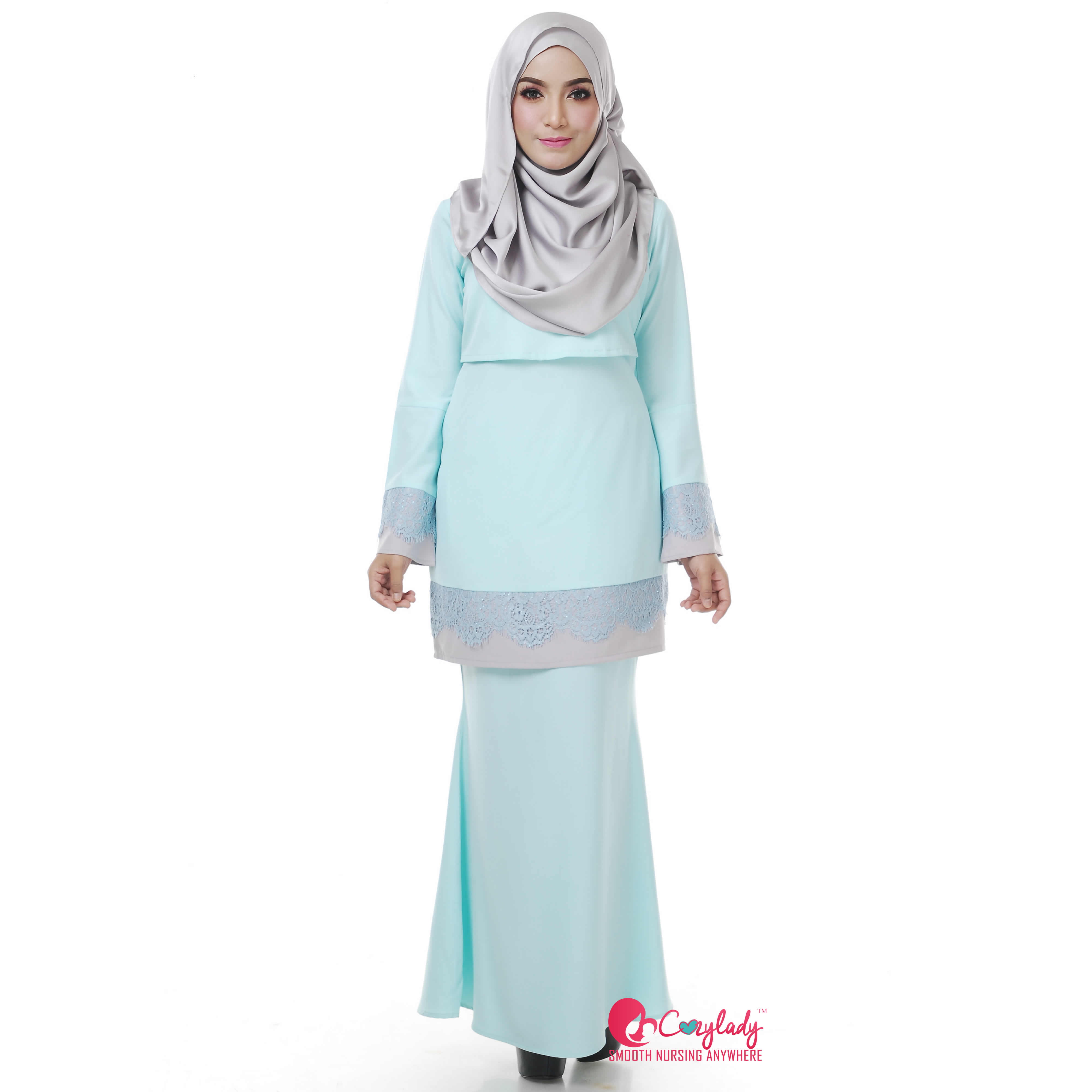 Lacey Kurung - Dusty Blue - Cozy Baby