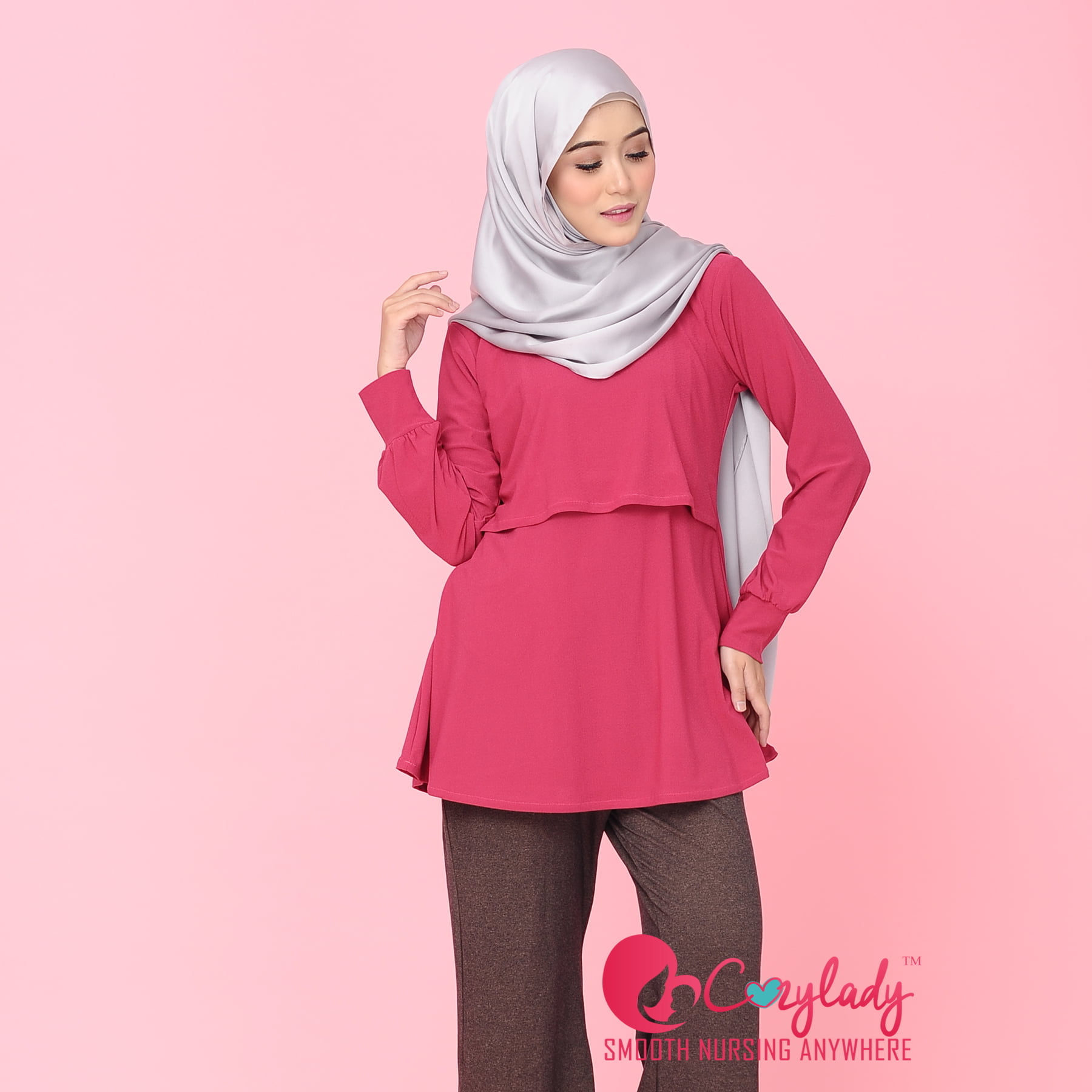  Baju  Menyusu Labuh  Basic Blouse  Pink Exclusive by Cozy 