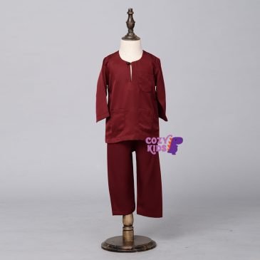 Kids Baju Melayu – Maroon