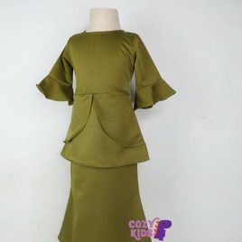 Kids Kurung – Olive