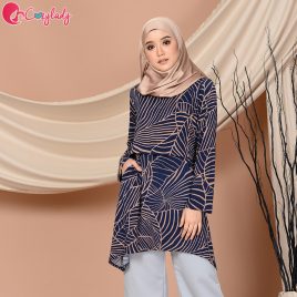 Estran Printed Blouse – Venation Navy