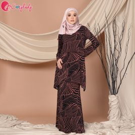 Estran Venation Kurung – Pink