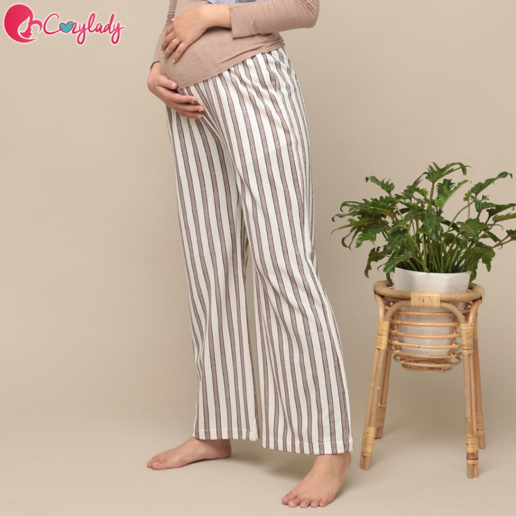 Maternity Pants Stripe Brown Cozy Baby