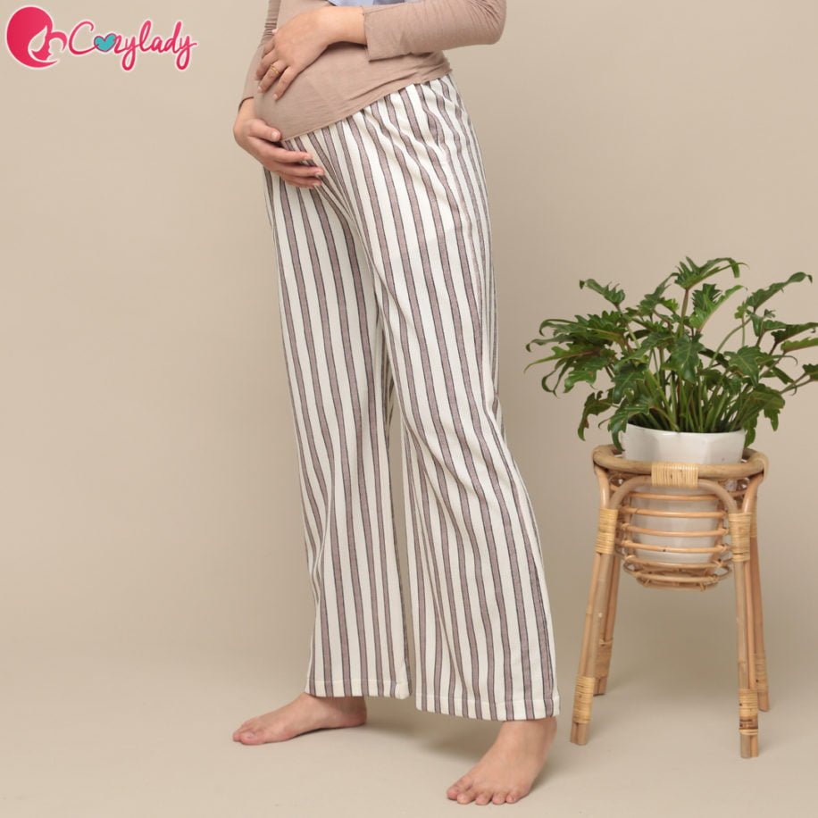 Maternity Pants Stripe Brown Cozy Baby